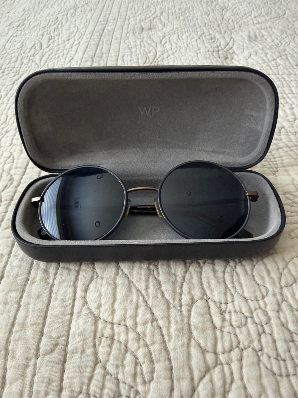 Warby Parker Round Sunglasses - Navy Lenses with Gold Frame
